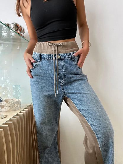 OLIVE CONTRAST JEANS