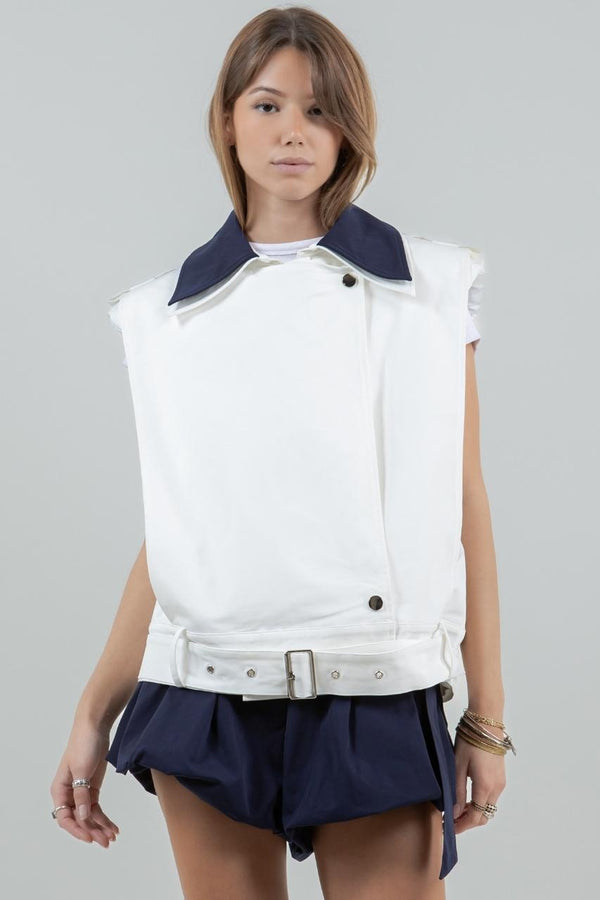 CHALECO WHITE NAVY