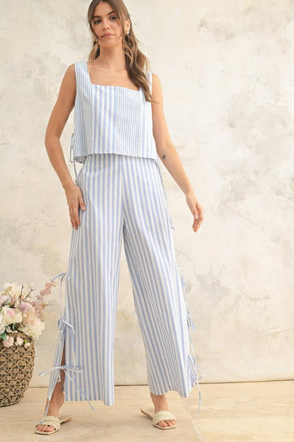 BLUE STRIPE PANT SET