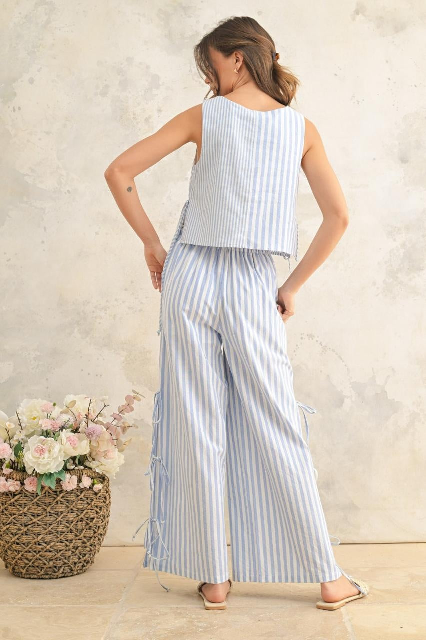 BLUE STRIPE PANT SET